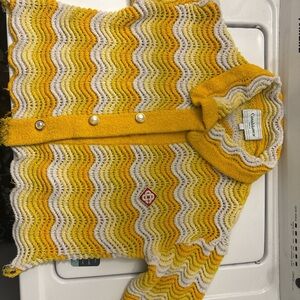 Casablanca Yellow and White Crochet Cardigan